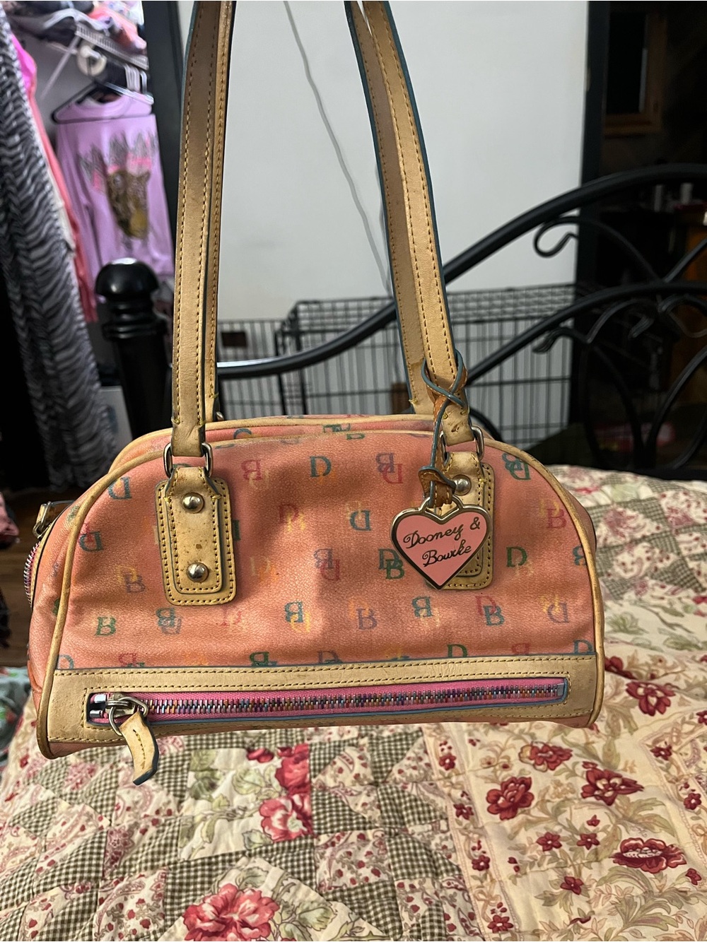 Dooney & Bourke Peach Monogram Dome Satchel